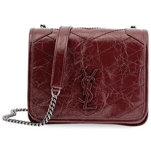Saint Laurent Burgundy Monogram Niki Wallet on Chain